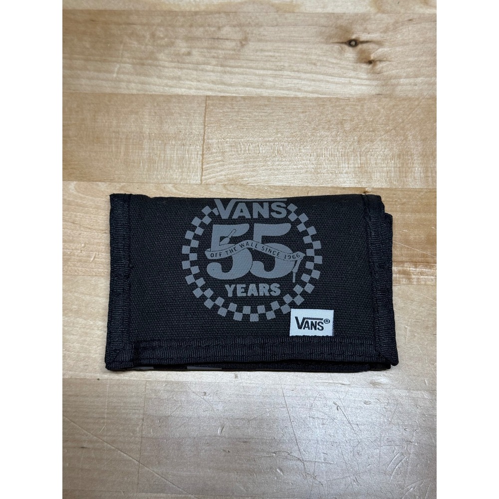Vans 55 Years Anniversary Trifold Wallet Black Gray Checkerboard Off The Wall